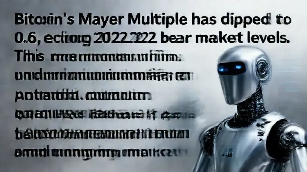 Illustration for "Bitcoin S Mayer Multiple Hits 2022 Levels Where Is Btc Price Bottom"